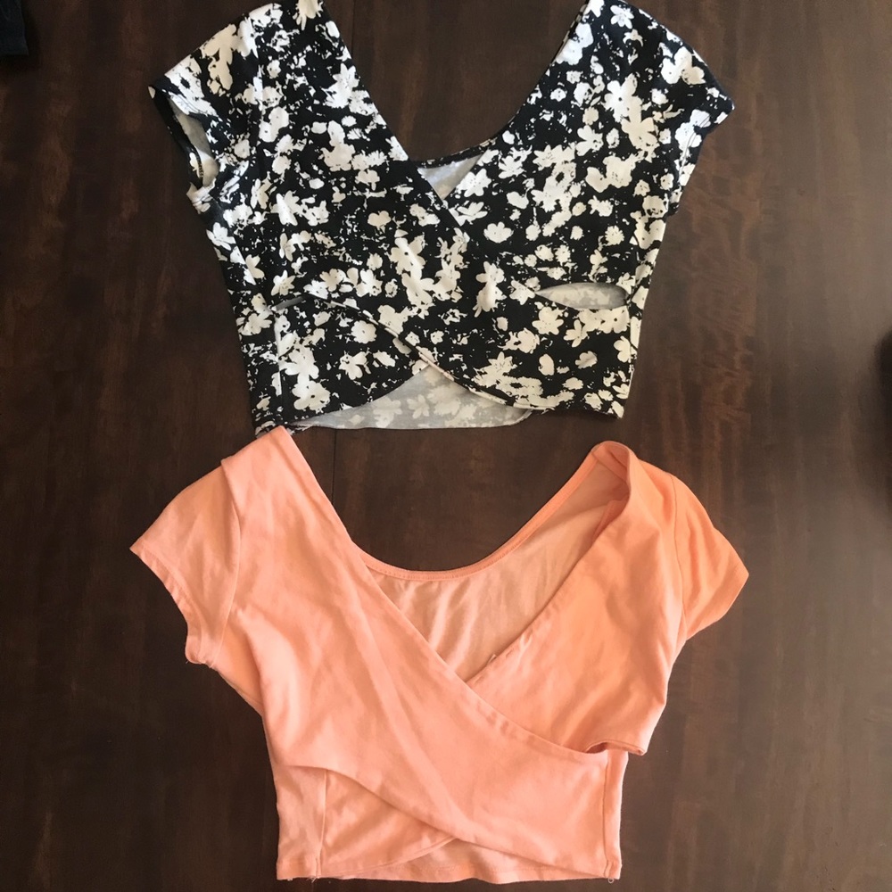 Criss crossed back crop tops